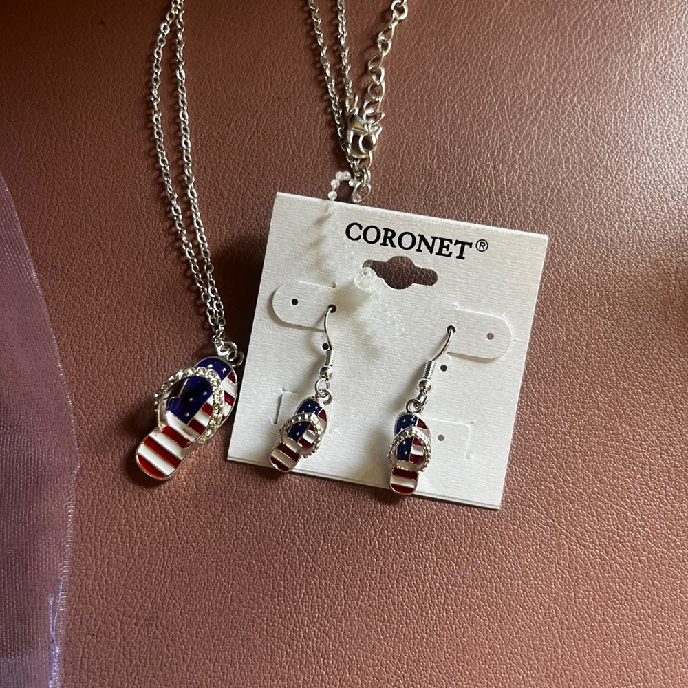 Coronet Patriotic Red, White & Blue Flip Flop Earrings